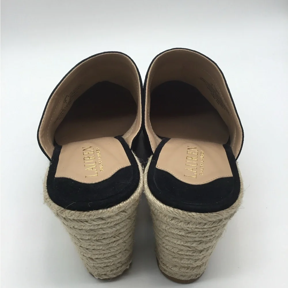 Ralph Lauren‎ Pennie Black Suede Espadrille Wedge Mule
